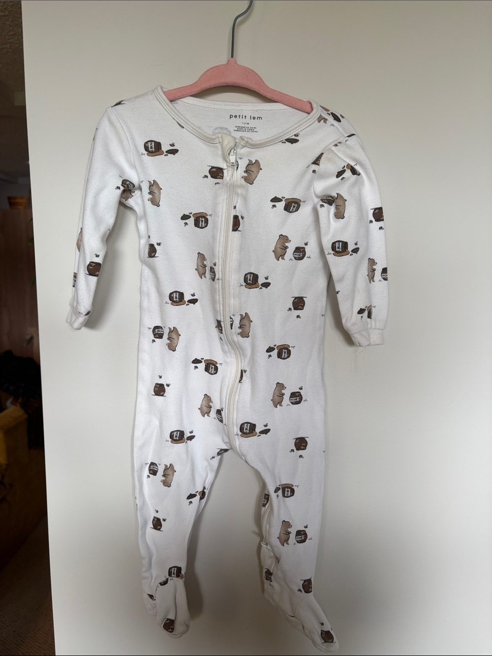 Petit Lem Bear & Honey Footed Sleeper – 12M